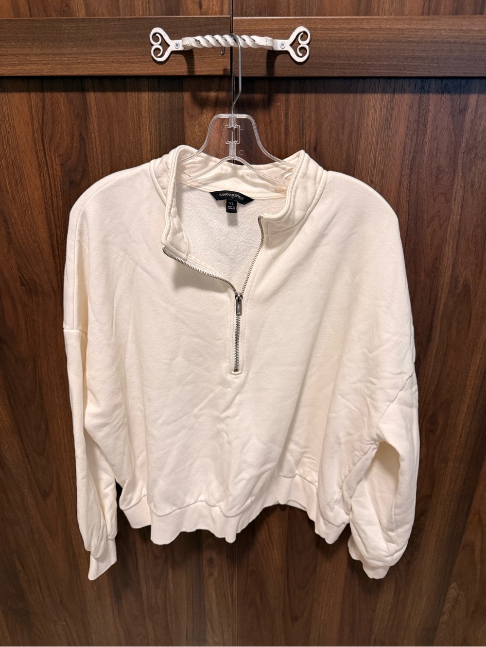 Banana Republic Cream Half-Zip Crew Neck Pullover, Size XL
